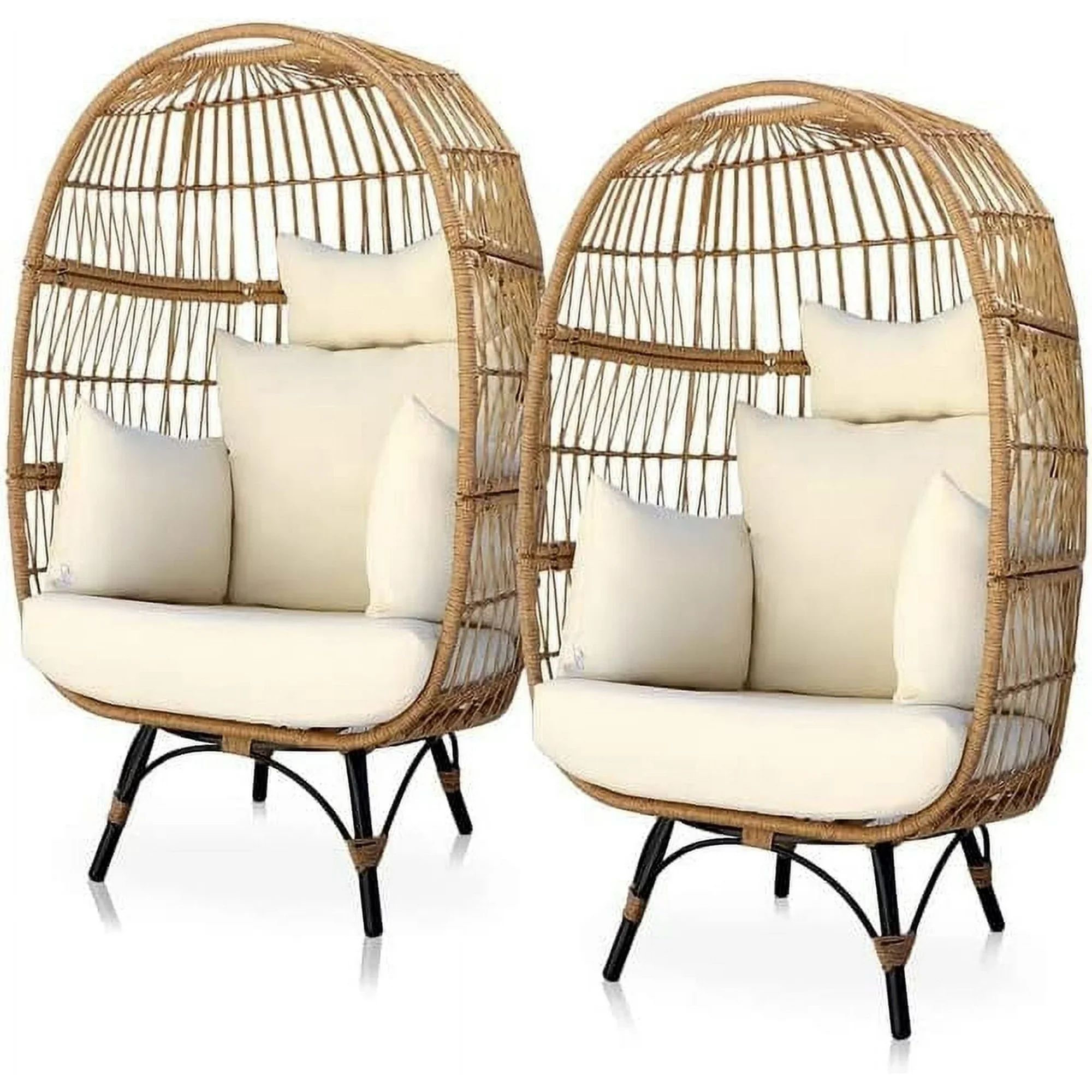 Aloura Woven Egg Chair – Beige / Grey - Image 11