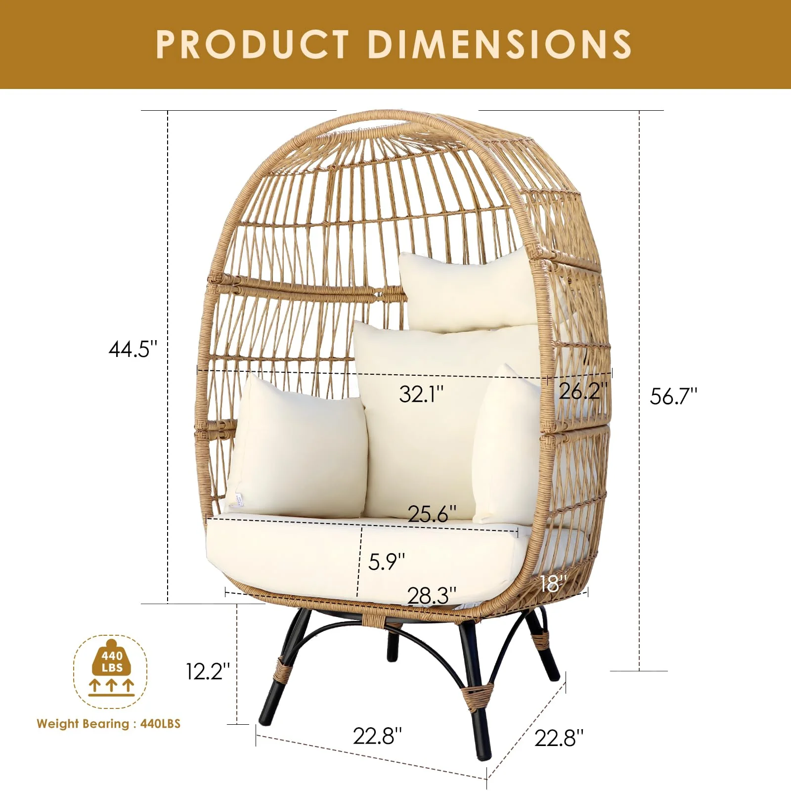 Aloura Woven Egg Chair – Beige / Grey - Image 4