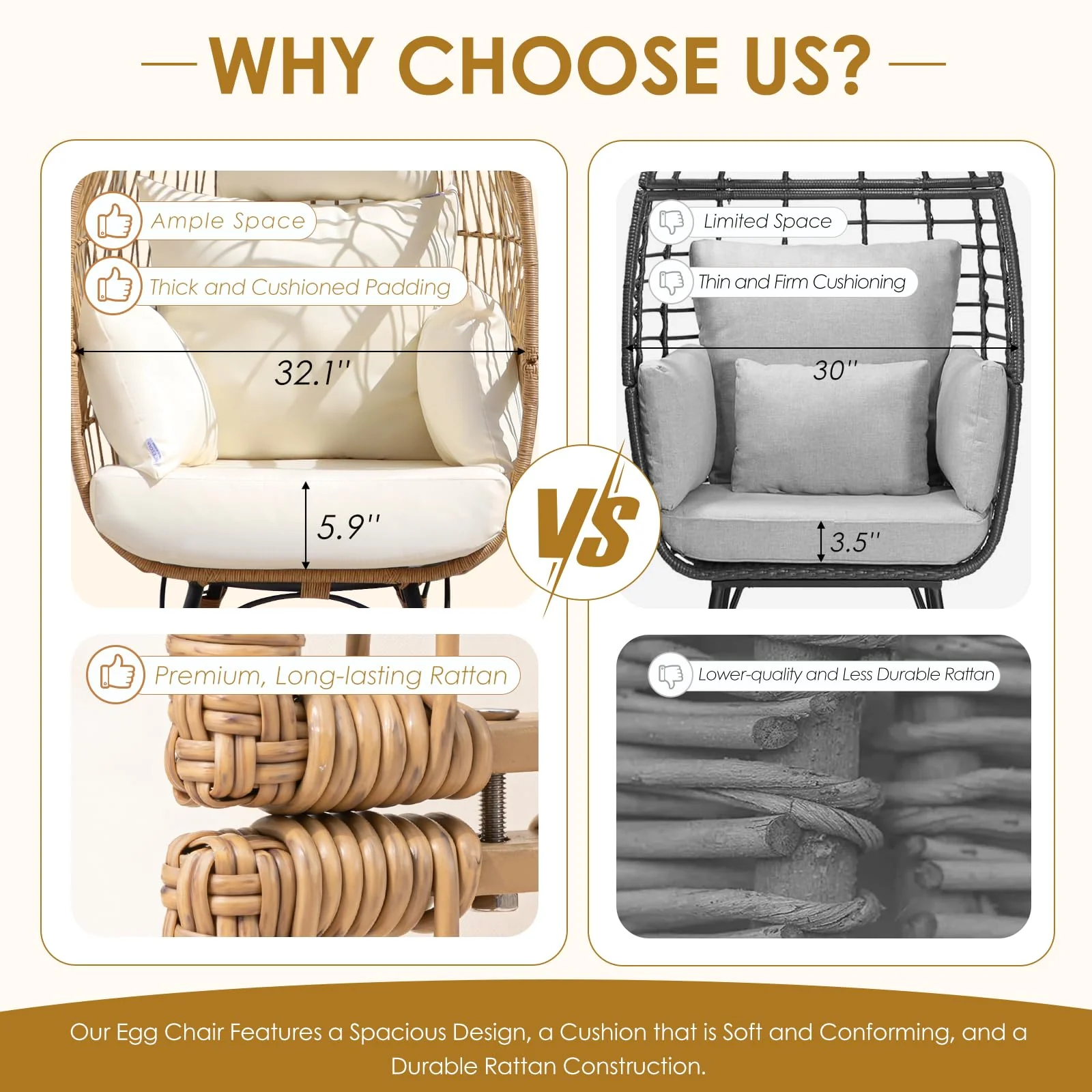 Aloura Woven Egg Chair – Beige / Grey - Image 5