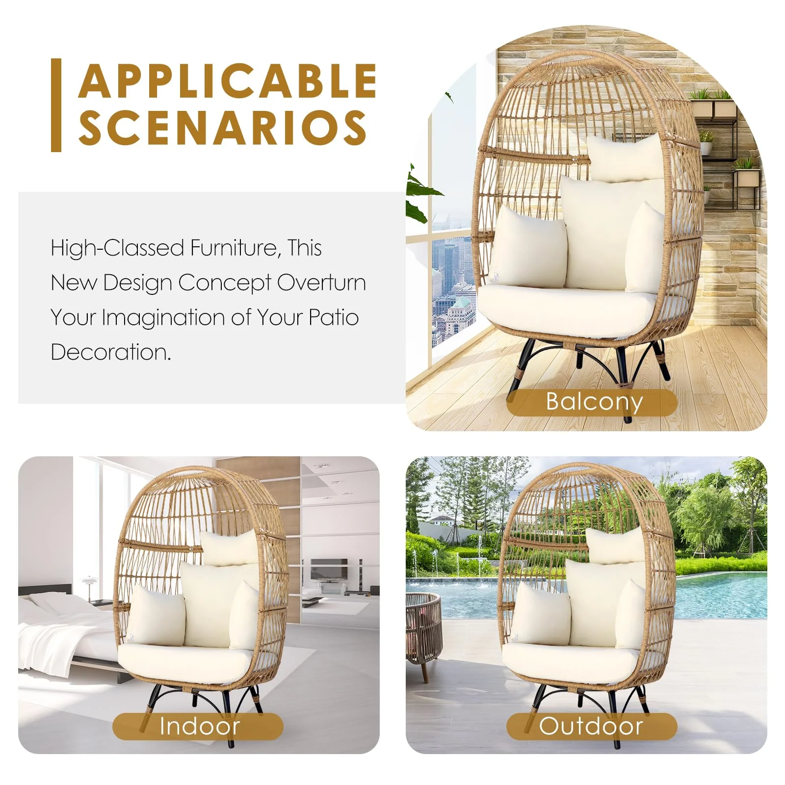 Aloura Woven Egg Chair – Beige / Grey - Image 8