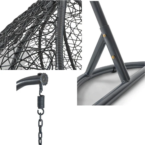 Egg Chair Hanging-  Black Basket & Grey Cushion - Image 3