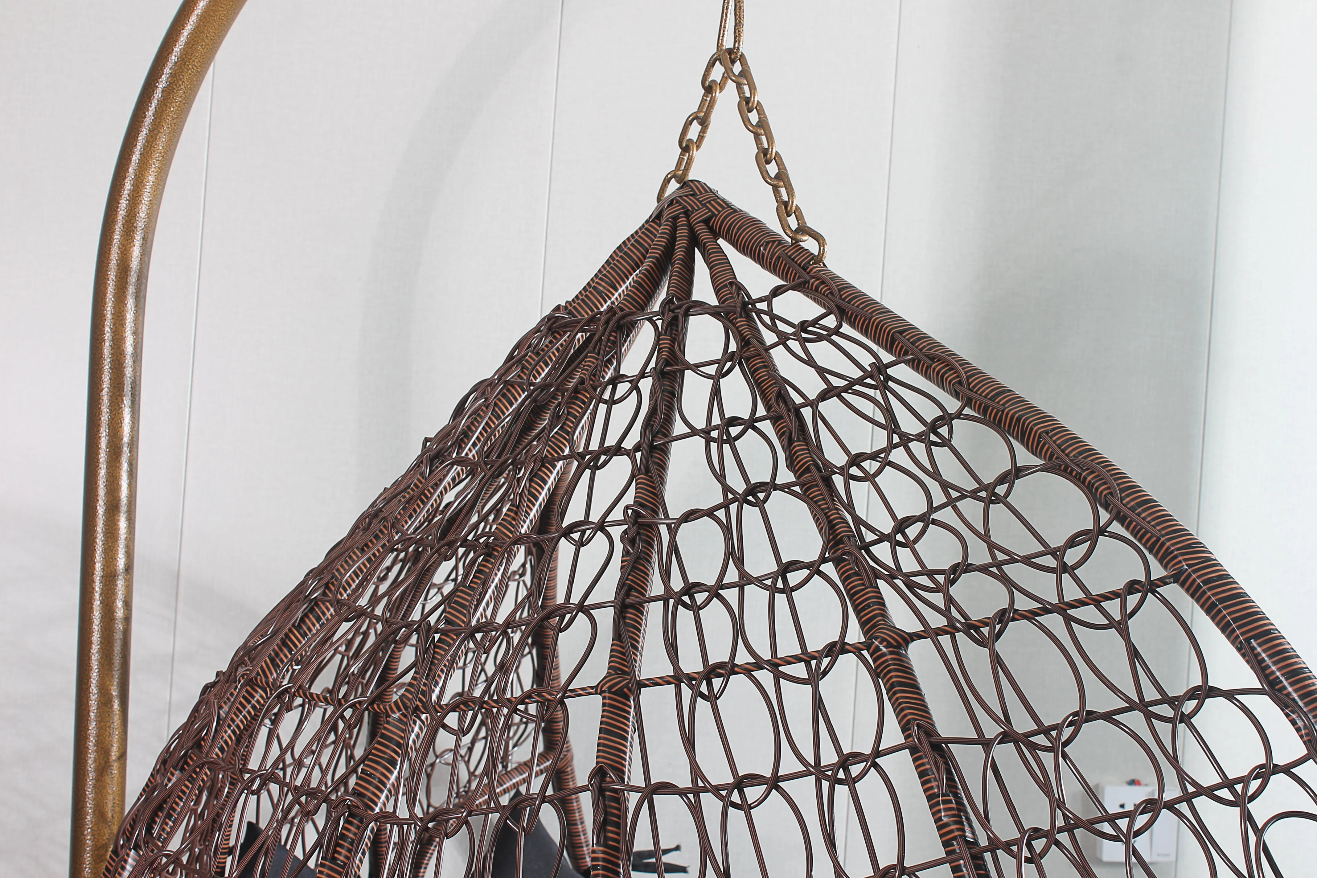 Egg Chair Hanging-  Brown Basket & Grey Cushion - Image 4