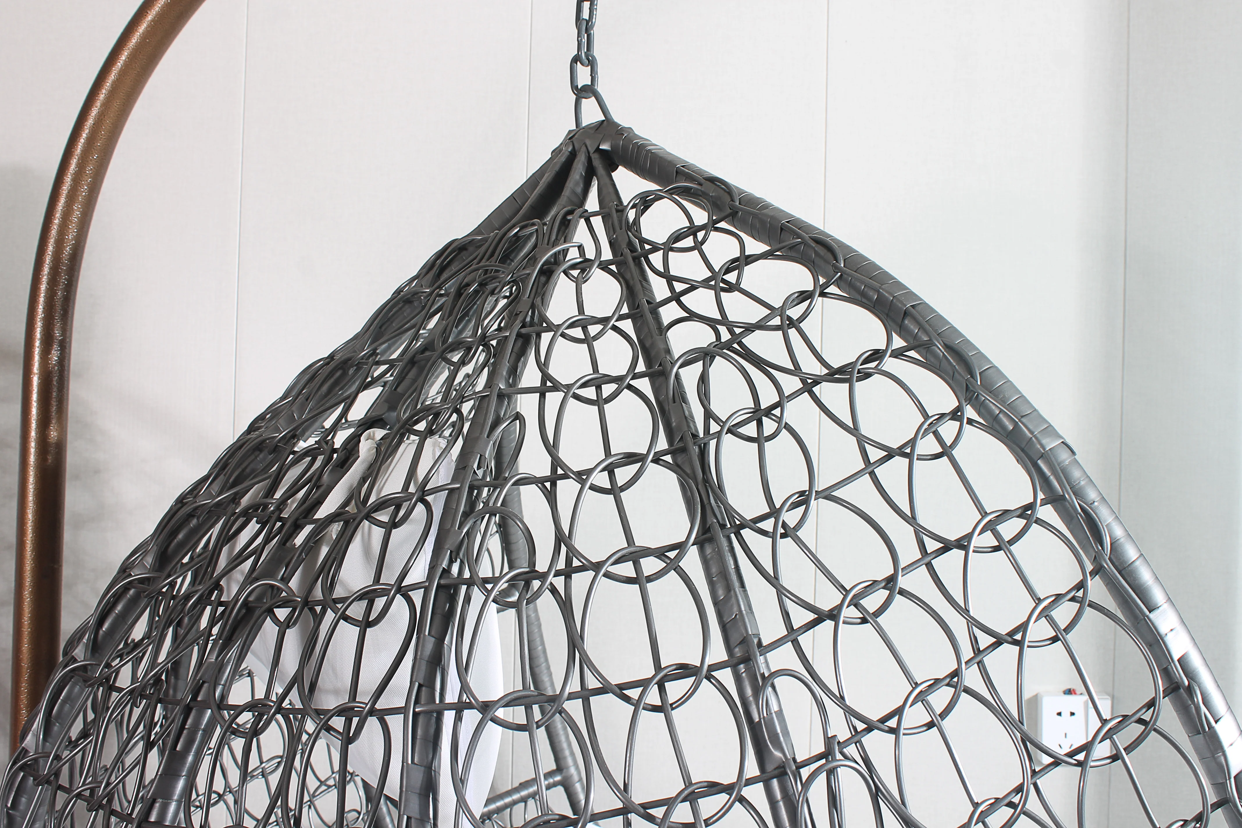 Egg Chair Hanging- Grey Basket & Red Cushion - Image 3